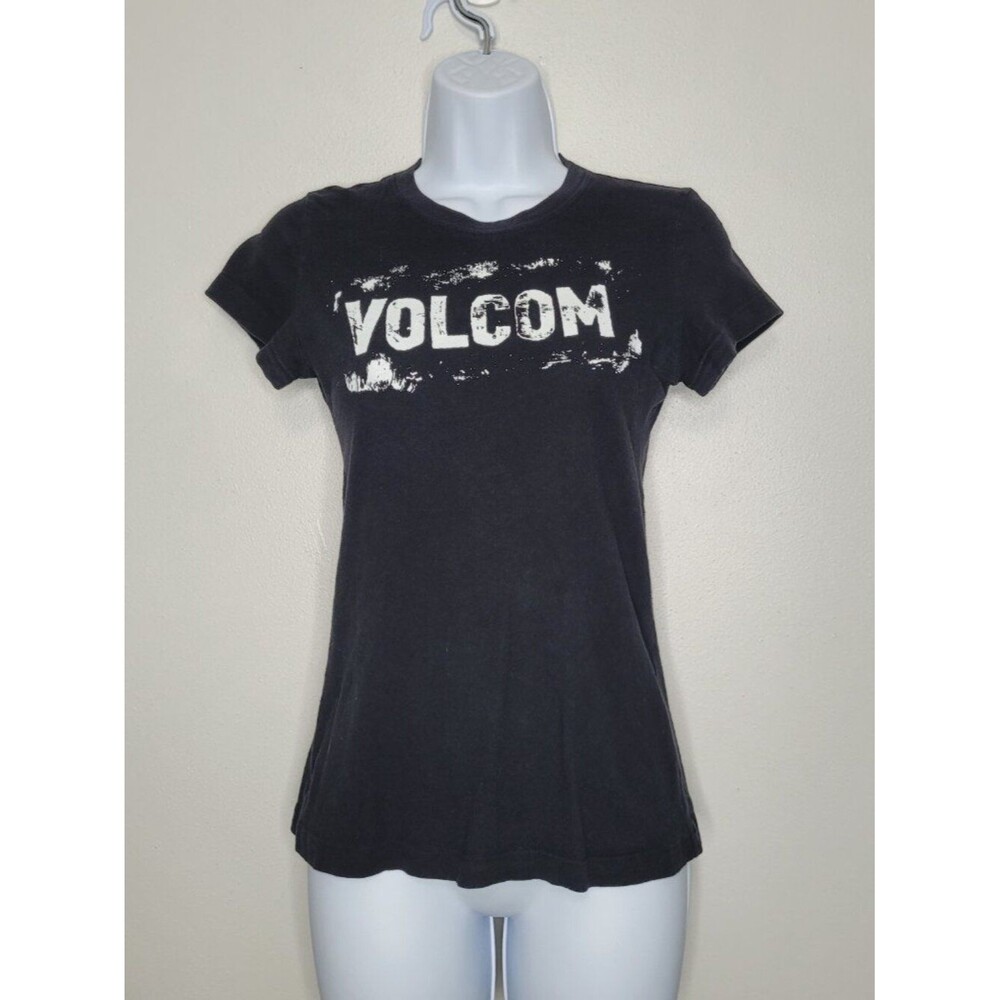 Volcom black white short sleeve skater girl emo thinner material shirt medium